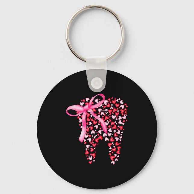 Dental Squad Valentines Cute Heart Teeth Dental Hy Key Ring (Front)
