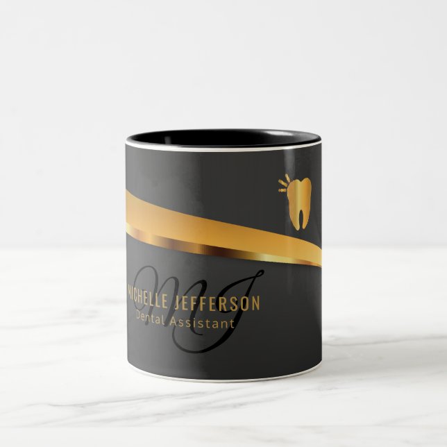 Dental Staff - Black and Gold Two-Tone Coffee Mug (Center)