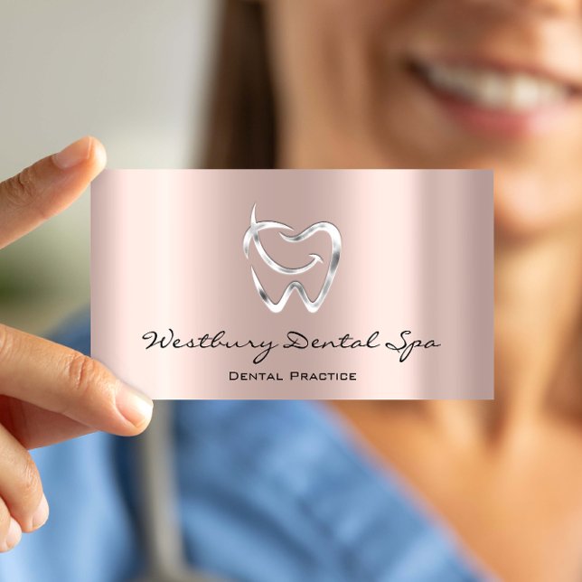 Dental Studio Smile Logo Blush Rose Dentist Business Card (Dental Studio Smile Logo Blush Rose Dentist Business Card)