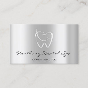 Dental Studio Smile Logo Silver Gray Business Card