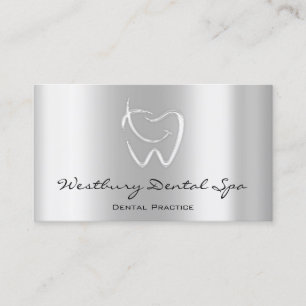 Dental Studio Smile Logo Silver Grey Business Card