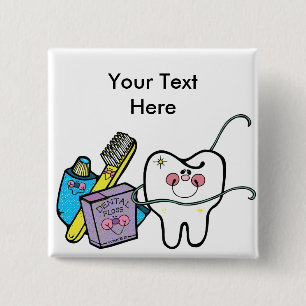 Dental Stuff for Dentist Day March 6th 15 Cm Square Badge
