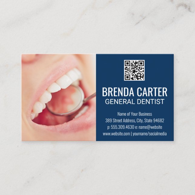 Dental Teeth Cleaning | QR Scan Code Business Card (Front)