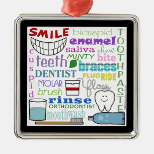 Dental Terms Subway Art Metal Ornament