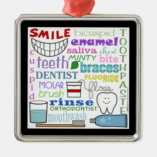 Dental Terms Subway Art Metal Ornament (Front)