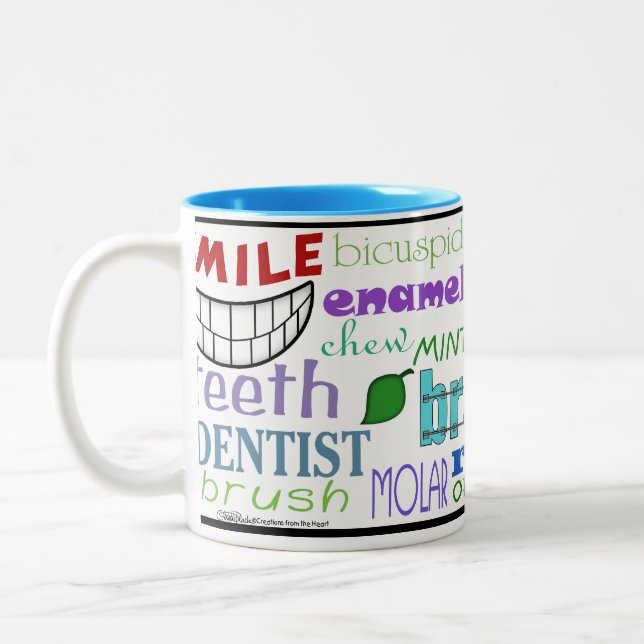 Dental Terms Subway Art Two-Tone Coffee Mug (Left)