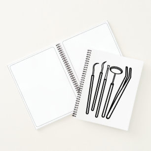 Dental Tools Line Art Minimalist Spiral Notebook.  Notebook
