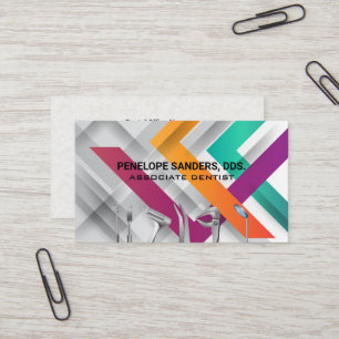 Dental Tools Logo Lines Pattern Business Card