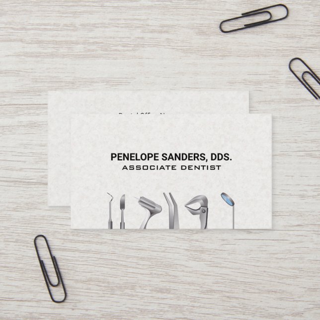 Dental Tools Logo | Variation Business Card (Front/Back In Situ)