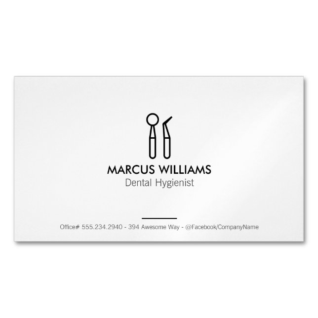 Dental Tools Magnetic Business Card (Front)