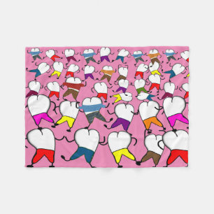 Dental Tooth Art Fleece Blanket Pink