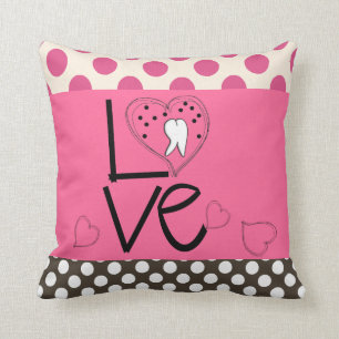 Dental Tooth Art Pillow Polka Dots