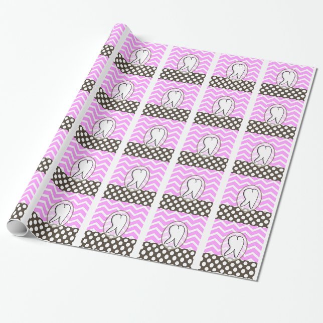 Dental Tooth Chevron Design II Wrapping Paper (Unrolled)