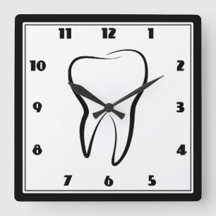 Dental Tooth Dentistry Clinic Medical Graphic Square Wall Clock