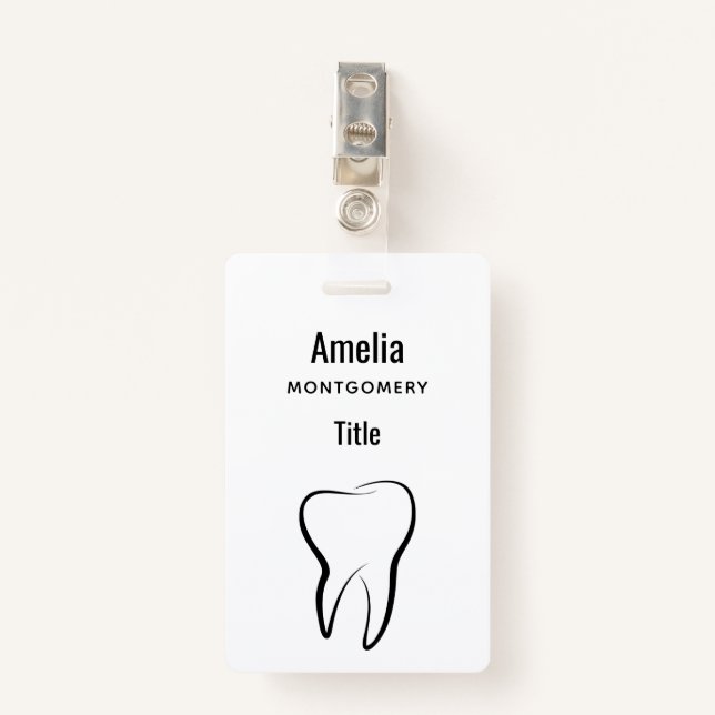 Dental Tooth Dentistry Clinic Medical ID Badge (Front with Clip)