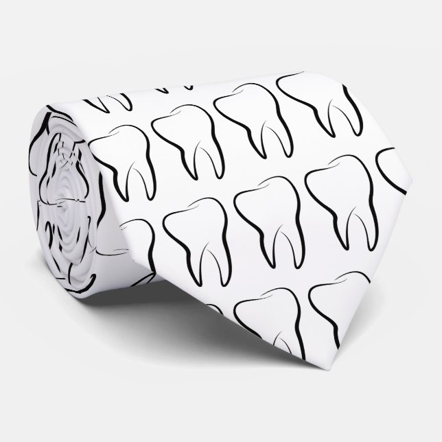 Dental Tooth Dentistry Clinic Medical Pattern Tie (Rolled)