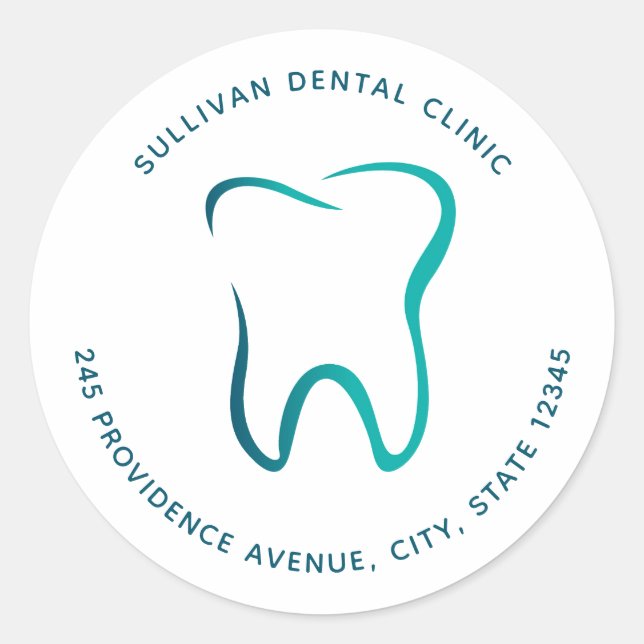 Dental Tooth Dentistry Medical Image Address Classic Round Sticker (Front)