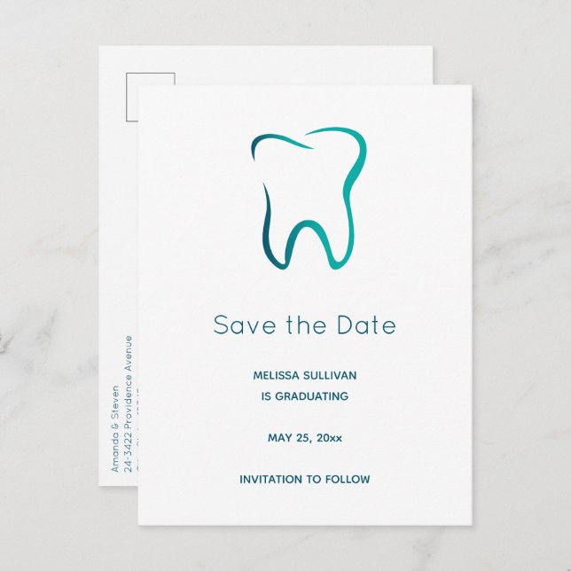 Dental Tooth Dentistry Medical Image Graduation Announcement Postcard (Front/Back)