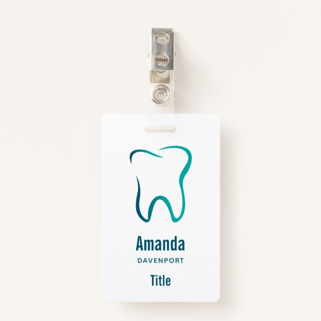 Dental Tooth Dentistry Medical Image ID Badge (Front with Clip)