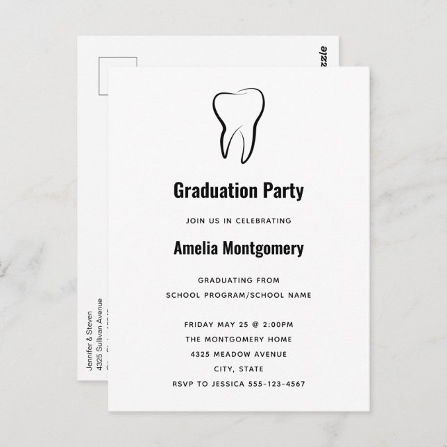 Dental Tooth Medical Graphic Dentistry Graduation Postcard (Front/Back)