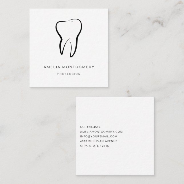 Dental Tooth Medical Graphic Dentistry Square Business Card (Front/Back)