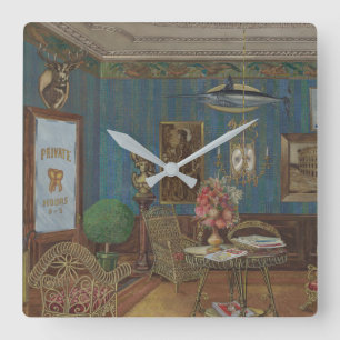 Dental Waiting Room Watercolor Gouache Vintage Square Wall Clock