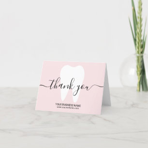 Dental White Tooth Blush Pink Dentist Thank You Card