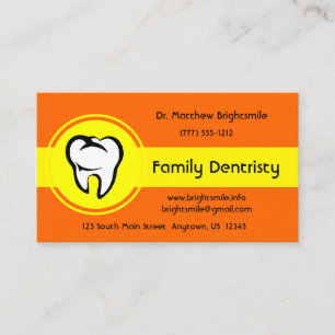 Dental White Tooth Bold Yellow Centre Stripe Appointment Card