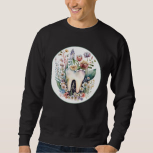 Dental  with Lovely Tooth and Wildflower Graphic Sweatshirt