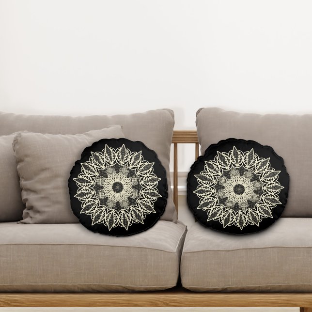  dentelle géométrique blanc cassé  round cushion (Creator Uploaded)