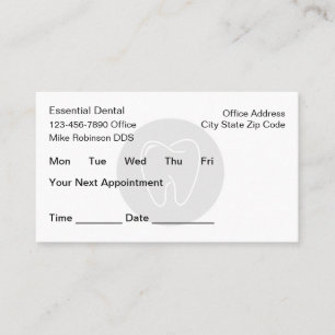 Dentist Appointment Business Cards Bulk Budget