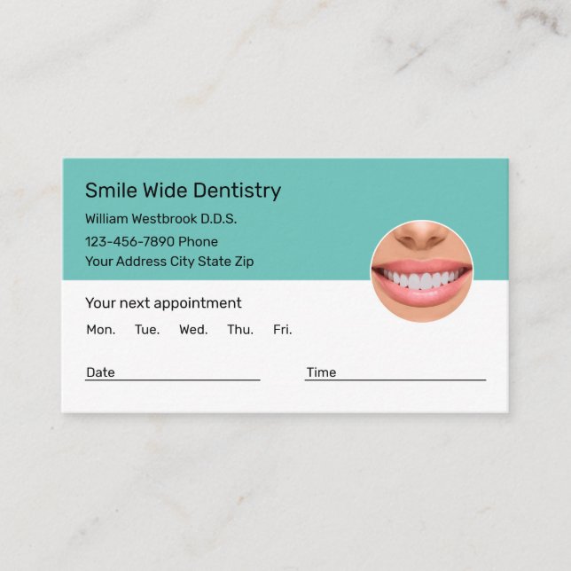 Dentist Appointment Business Cards Modern Design (Front)