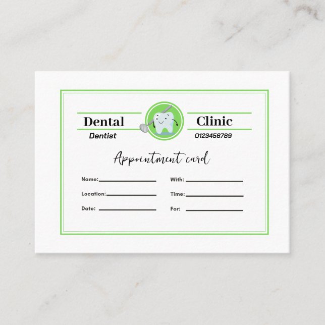 Dentist Appointment Card  (Front)