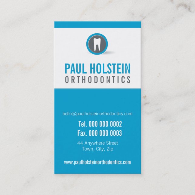 DENTIST APPOINTMENT CARD :: modern tooth logo 7 (Front)