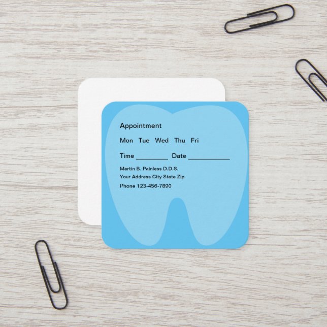 Dentist Appointment Cards Tooth Theme (Front/Back In Situ)