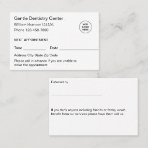 Dentist Appointment Logo Referral Business Cards