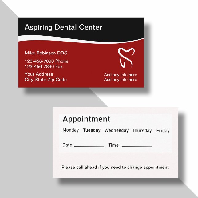 Dentist Appointment Reminder Bulk Business Cards (Creator Uploaded)