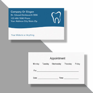 Dentist Appointment Reminder Business Cards