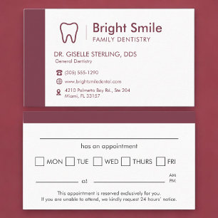 Dentist Appointment Reminder Card
