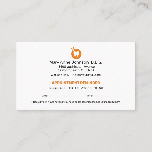 Dentist Appointment Reminder | Dental Office Refer Business Card (Front)