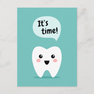 Dentist appointment reminder kawaii tooth postcard