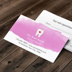 Dentist Appointment Tooth Heart Watercolor Dental Card