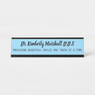 Dentist Beautiful Teeth Small Blue Desk Name Plate