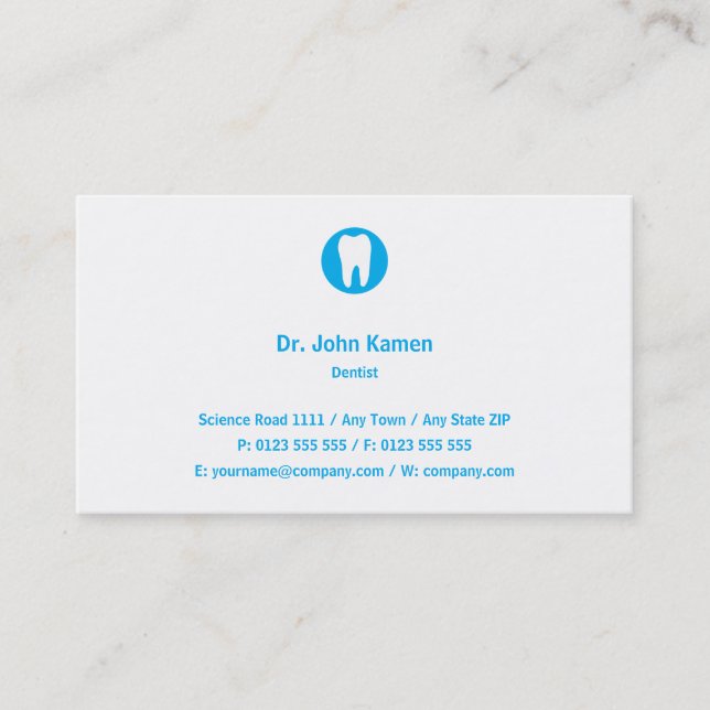 Dentist | Blue Business Card (Front)