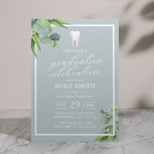 Dentist Botanical Foliage Elegant Graduation Party Invitation