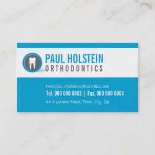 DENTIST BUSINESS CARD :: modern tooth logo blue