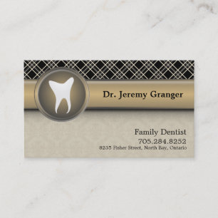 Dentist Business Card - Tooth Vintage Beige & Gold