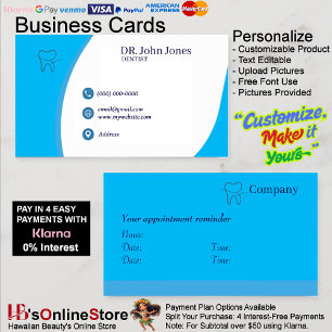 Dentist Business Cards 45 Pack of 100