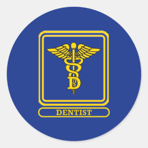Dentist Caduceus Classic Round Sticker