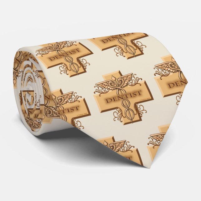 Dentist Caduceus cross Tie (Rolled)